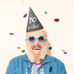 Funny Elegant Gray Stripe Pattern Man 70 Birthday Party Hat<br><div class="desc">Funny and elegant gray stripe pattern man 70th birthday party hat. Inspirational text 70 so what is a white script and is a perfect party hat for a man celebrating his 70th birthday and has a sense for humor. The design has an elegant stripe pattern in grey colors and is...</div>