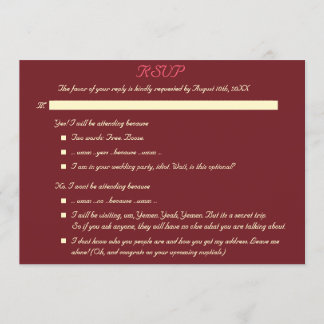 Funny Elegant Personalized Wedding RSVP Invitation
