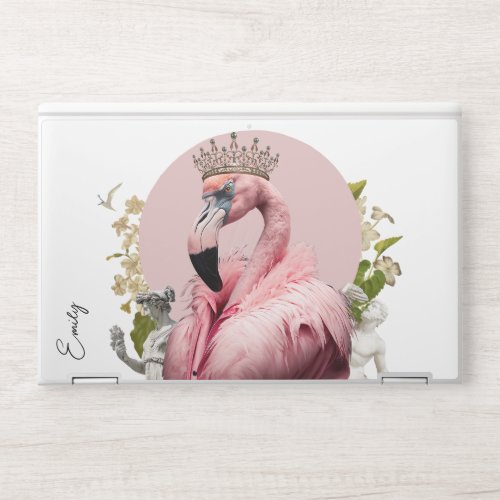 Funny Elegant Queen Pink Flamingo with Name HP Laptop Skin