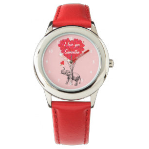 Funny elephant and heart balloons watch