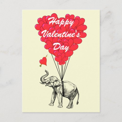 Funny elephant and love heart Valentines Holiday Postcard