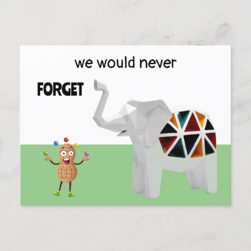 Funny  Elephant and Peanut Postcard