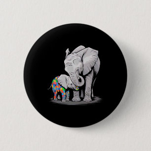 Funny Elephant Autism Awareness Autism Mom Kids Bo Button