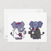 Funny Elephant Bride and Groom Wedding Design Postcard (Front/Back)