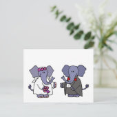 Funny Elephant Bride and Groom Wedding Design Postcard (Standing Front)