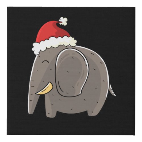 Funny Elephant Christmas Gift Faux Canvas Print