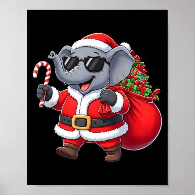 Funny Elephant Christmas Santa Outfit Xmas Boys Gi Poster (Front)