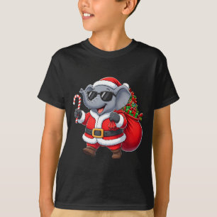 Funny Elephant Christmas Santa Outfit Xmas Boys Gi T-Shirt