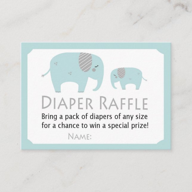 Funny Elephant Diaper Raffle Tickets (Front)
