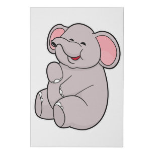 Funny Elephant Faux Canvas Print