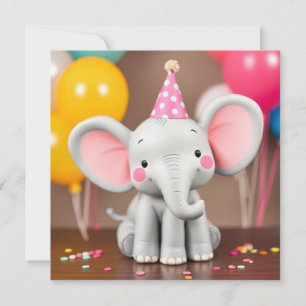 Funny Elephant Happy Birthday Card