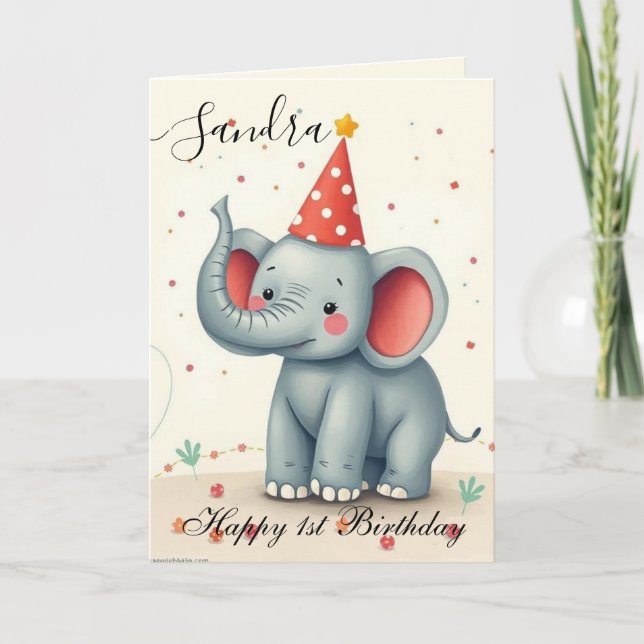 Funny Elephant Happy Birthday Card (Front)