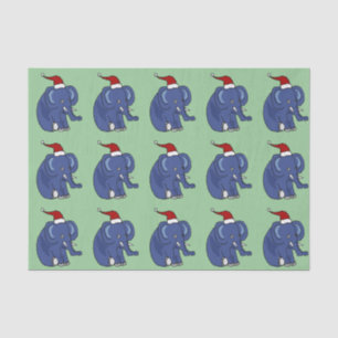 Funny Elephant in Santa Hat Tissue Paper