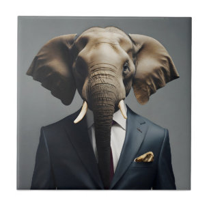 Funny elephant in suit ceramic tile