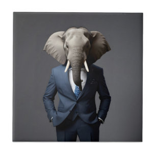 Funny elephant in suit ceramic tile
