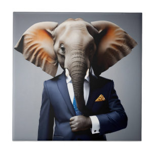 Funny elephant in suit ceramic tile