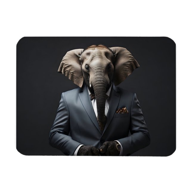 Funny elephant in suit magnet (Horizontal)