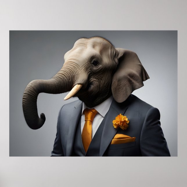 Funny elephant in suit poster (Front)