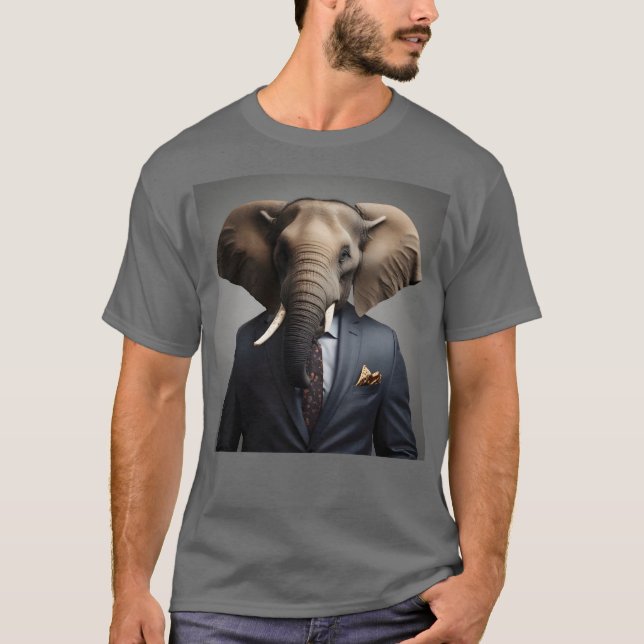 Funny elephant in suit T-Shirt (Front)