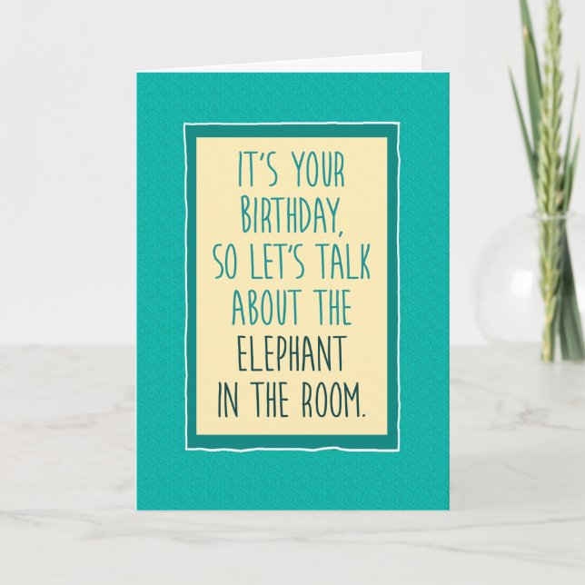 Funny Elephant in the Room Birthday Card (Front)