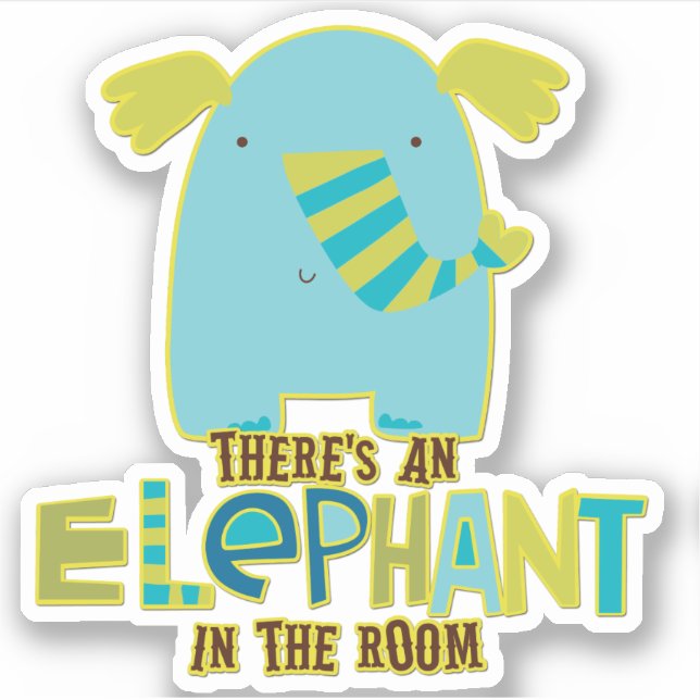 Funny Elephant in the Room Contour Sticker (Front)