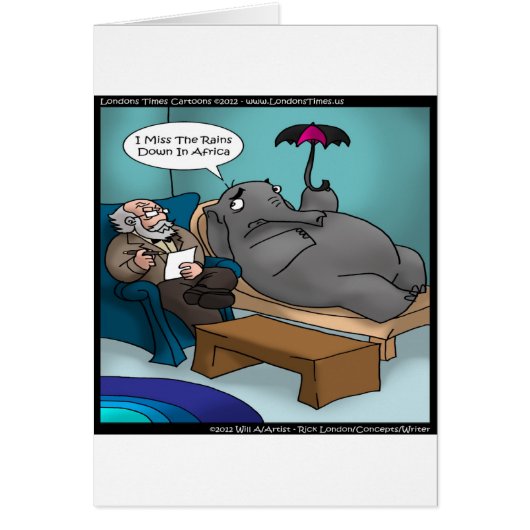 Funny Elephant In Therapy Cards (Front)