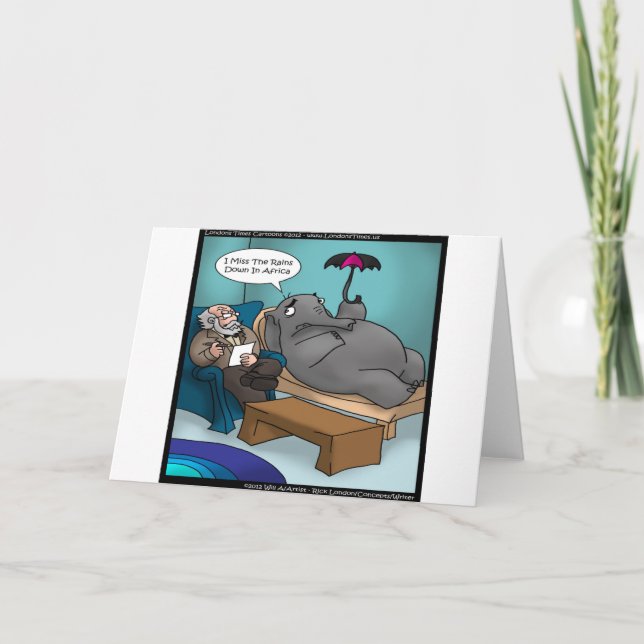 Funny Elephant In Therapy Cards Tees Gifts Etc (Front)