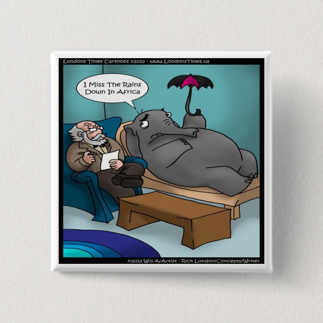 Funny Elephant In Therapy Cards Tees Gifts Etc Pinback Button (Front)