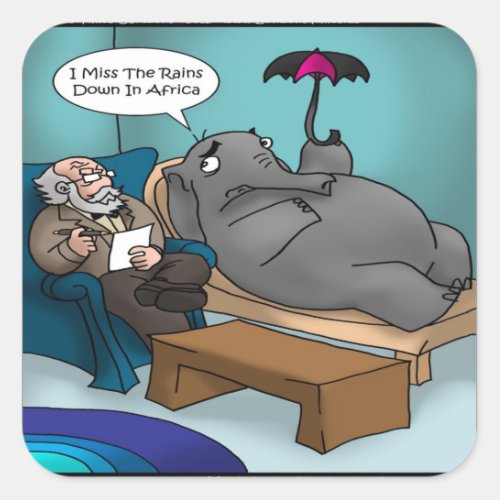 Funny Elephant In Therapy Cards Tees Gifts Etc Square Sticker