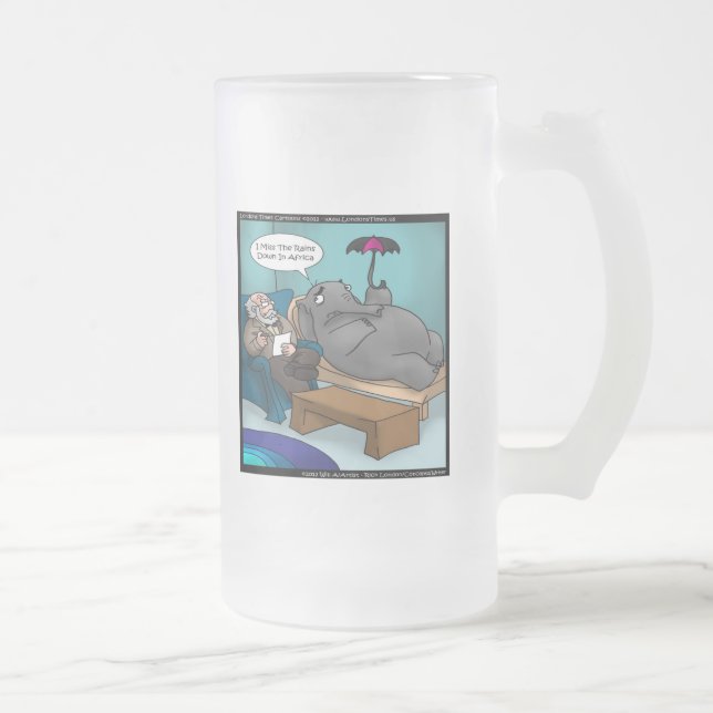 Funny Elephant In Therapy Frosted Glass Beer Mug (Right)