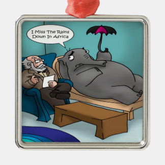 Funny Elephant In Therapy Metal Ornament