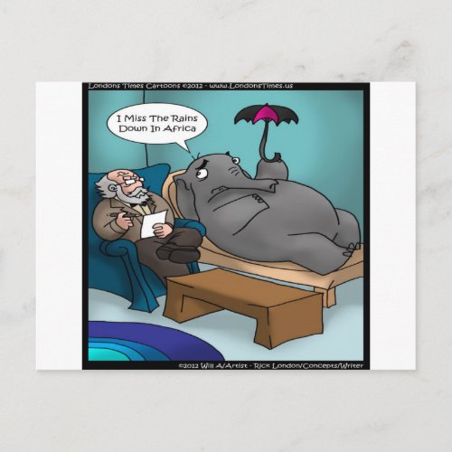 Funny Elephant In Therapy Postcard