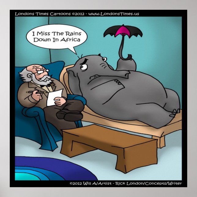 Funny Elephant In Therapy Poster (Front)