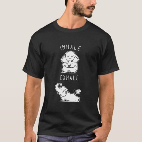 Funny Elephant Inhale Exhale Yoga Fitted V_Neck T_Shirt