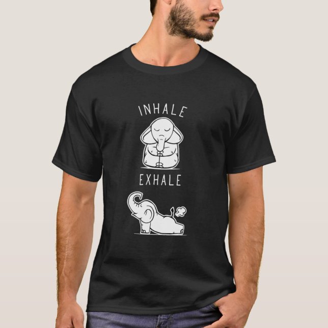 Funny Elephant Inhale Exhale Yoga Fitted V-Neck T-Shirt (Front)
