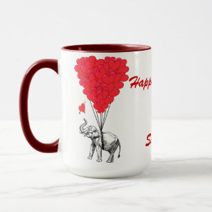 Funny elephant love heart Valentines Mug