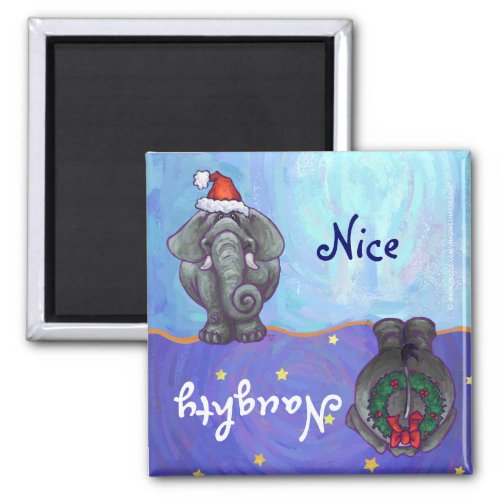 Funny Elephant Naughty Nice Holiday Magnet