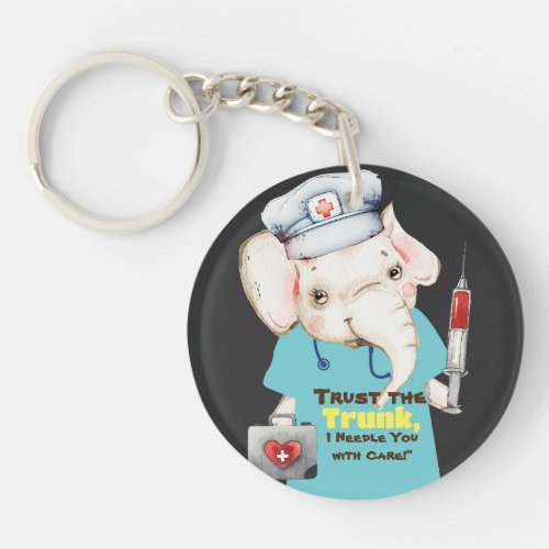 funny elephant nurse needle stethoscope scrub    keychain