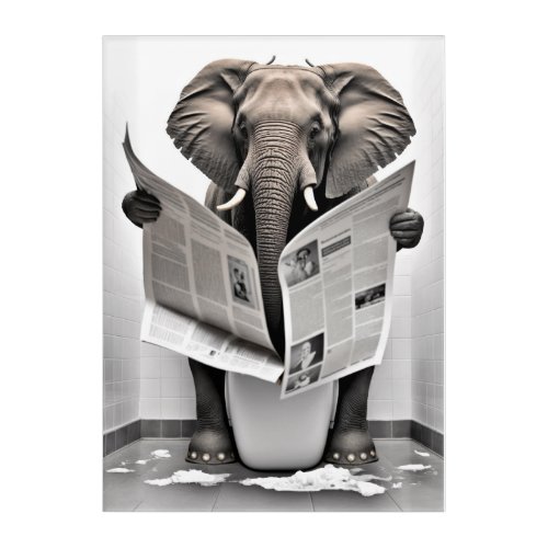 Funny Elephant on Bathroom Toilet Wildlife  Acrylic Print
