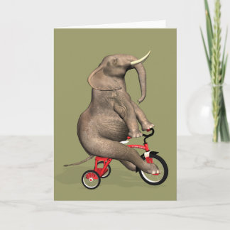 Funny Elephant Riding A Tricycle Card