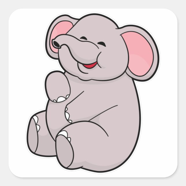 Funny Elephant Square Sticker (Front)