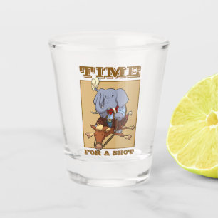 Funny Elephant Time For A Shot Cowboy Cartoon Glass