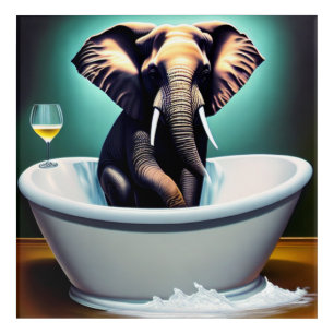 Funny Elephant Unwinding Bathroom Wall Art