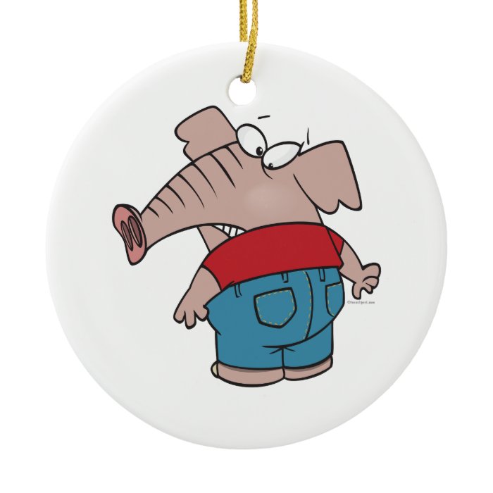 funny elephant wearing tight jeans christmas ornament
