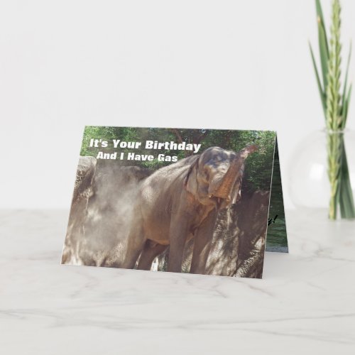 Funny Elephant With Gas Birthday Card