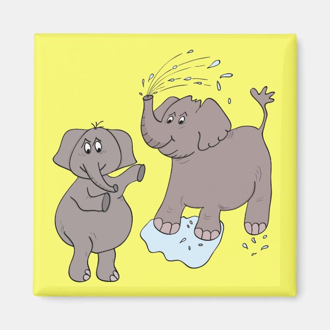 funny  elephants "cartoon" magnet (Front)
