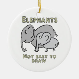 Funny Elephants Ceramic Ornament