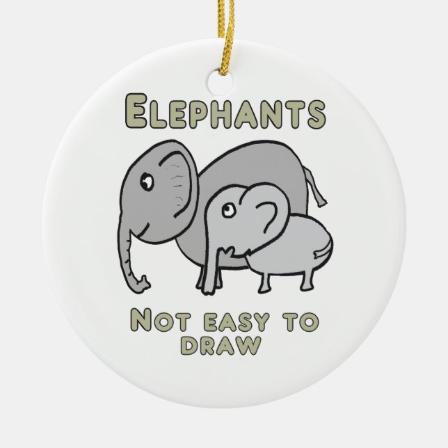 Funny Elephants Ceramic Ornament (Front)