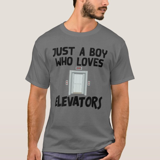 Funny Elevator Art For Boys Men Elevator Lover Rid T-Shirt (Front)