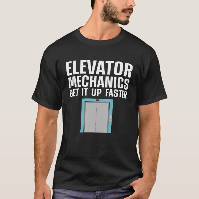 Funny Elevator Mechanic Art Men Machinist Elevator T-Shirt (Front)
